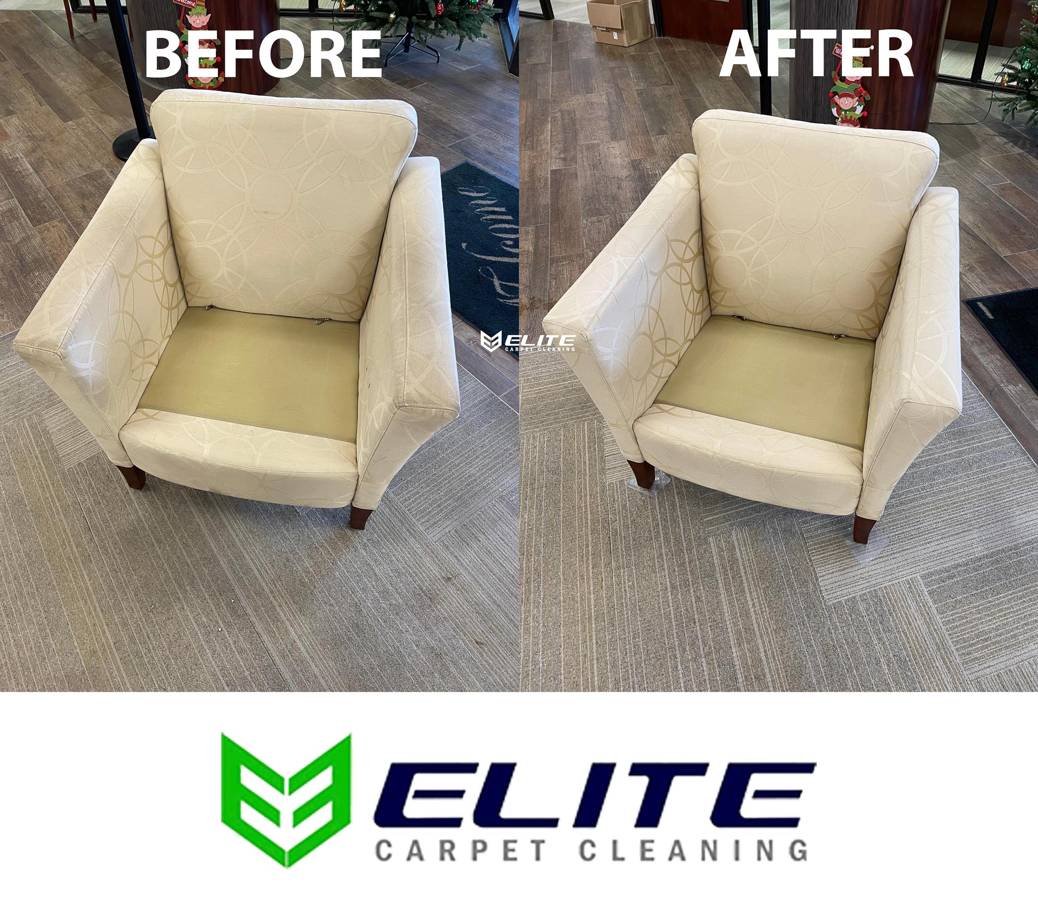 Before And After: White couch. Upholstery Cleaning Midland Tx