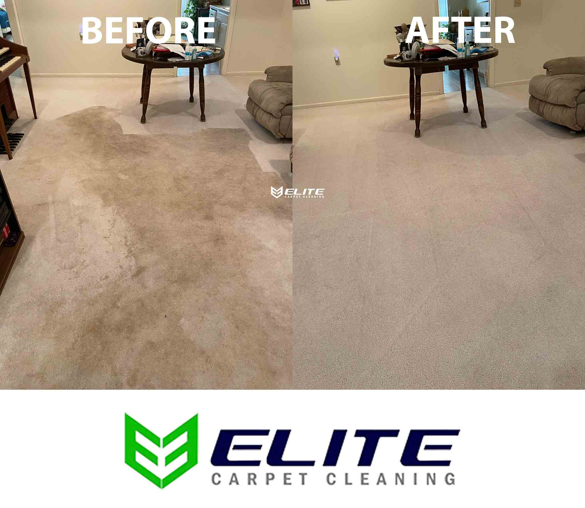 White carpet cleaned before and after in Odessa Tx